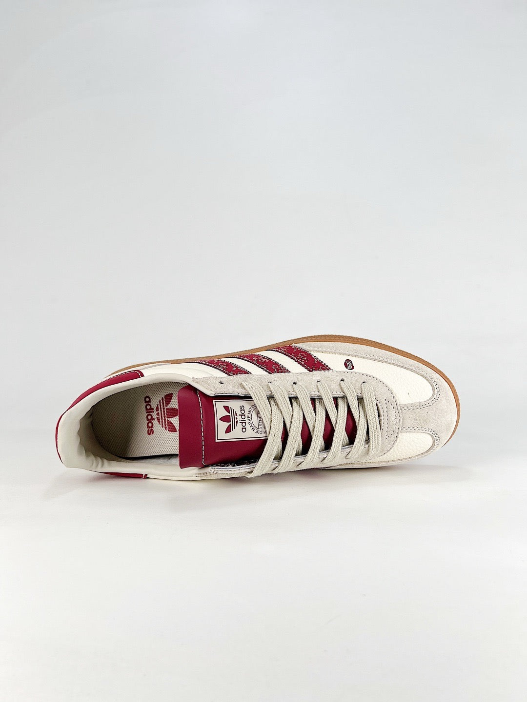 Adidas Samba Low Top Casual Sneakers Unisex Off White Burgundy Paisley Custom