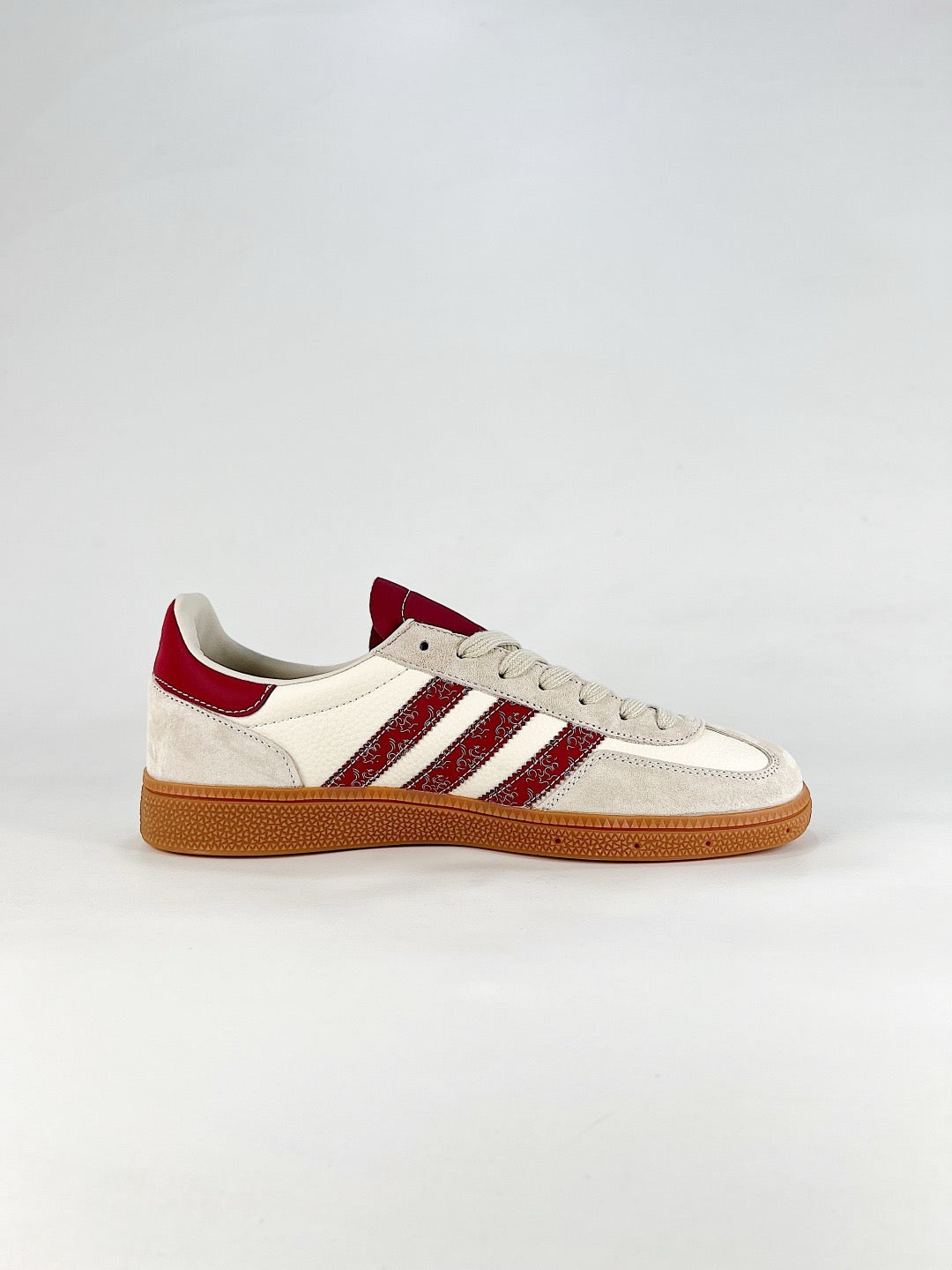 Adidas Samba Low Top Casual Sneakers Unisex Off White Burgundy Paisley Custom