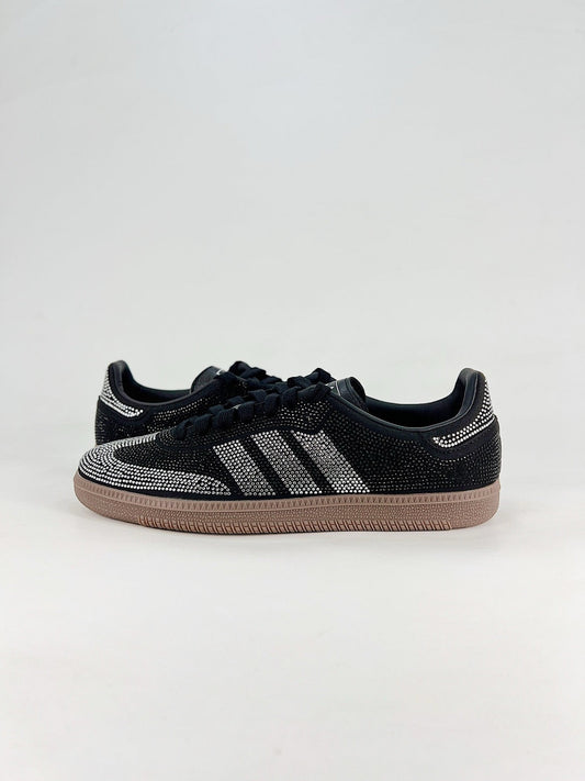 Adidas Samba Low Top Casual Sneakers Unisex Black Full Silver Rhinestone