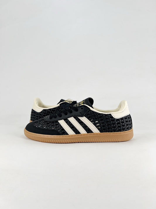 Adidas Samba Low Top Casual Sneakers Unisex Black Woven Mesh Cream White