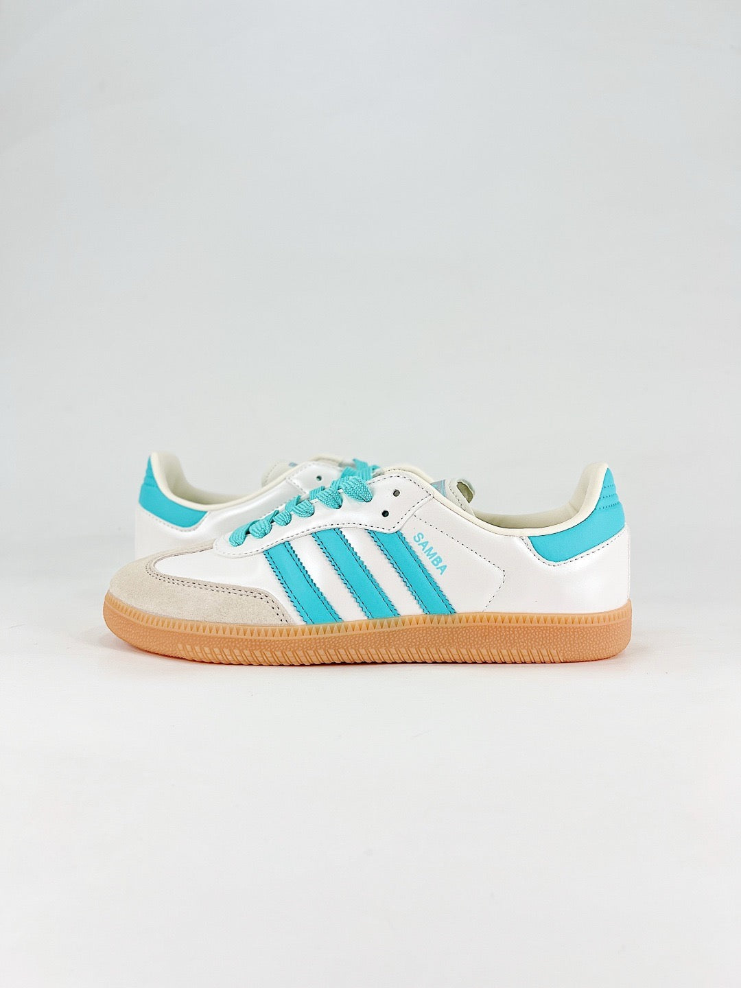 Adidas Samba Low Top Casual Sneakers Unisex Off White Turquoise Blue