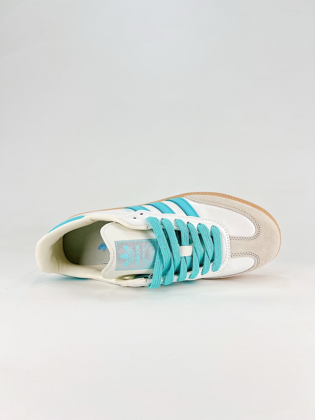Adidas Samba Low Top Casual Sneakers Unisex Off White Turquoise Blue