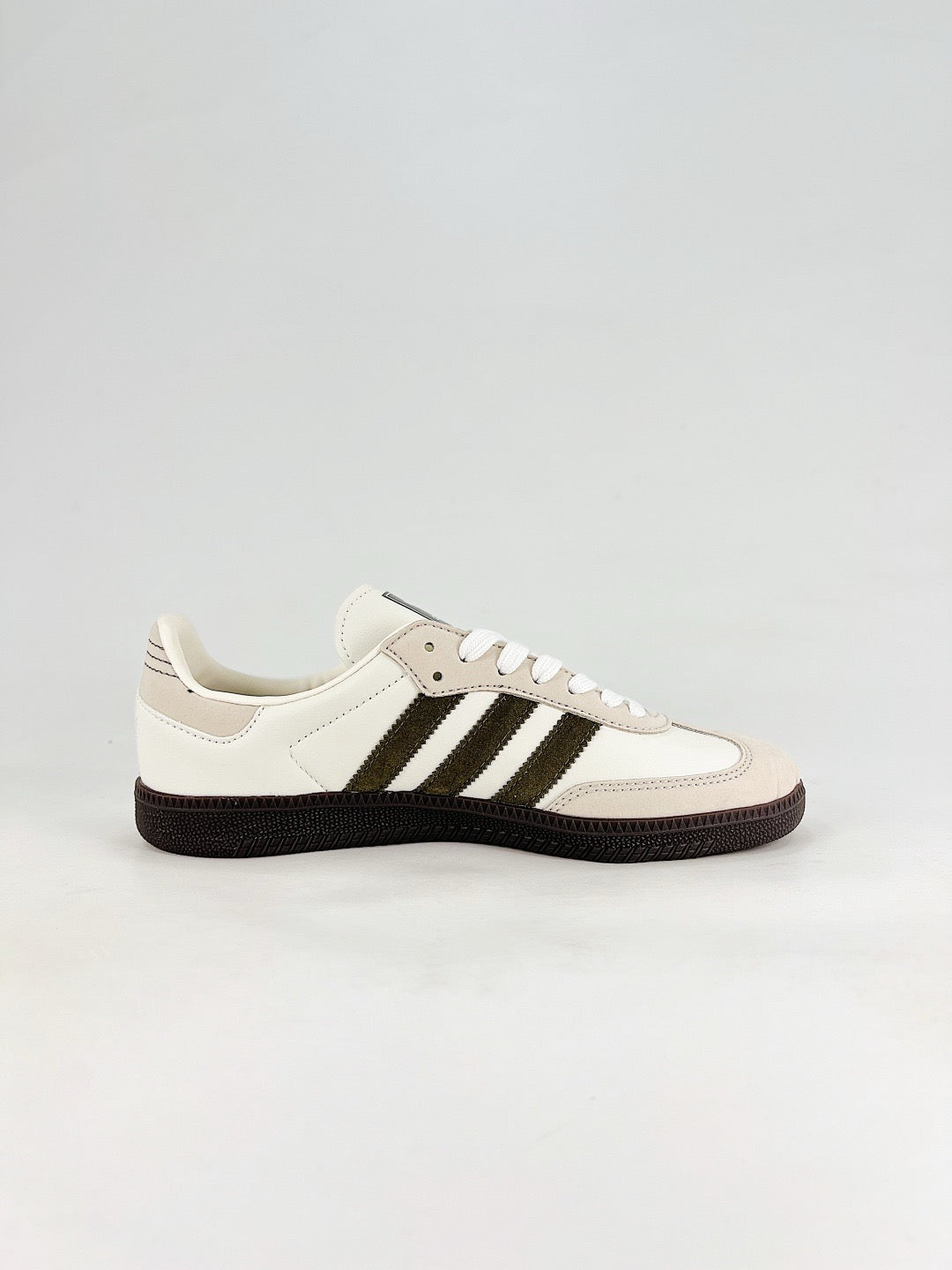 Adidas Samba Low Top Casual Sneakers Unisex Cream White + Dark Olive Green