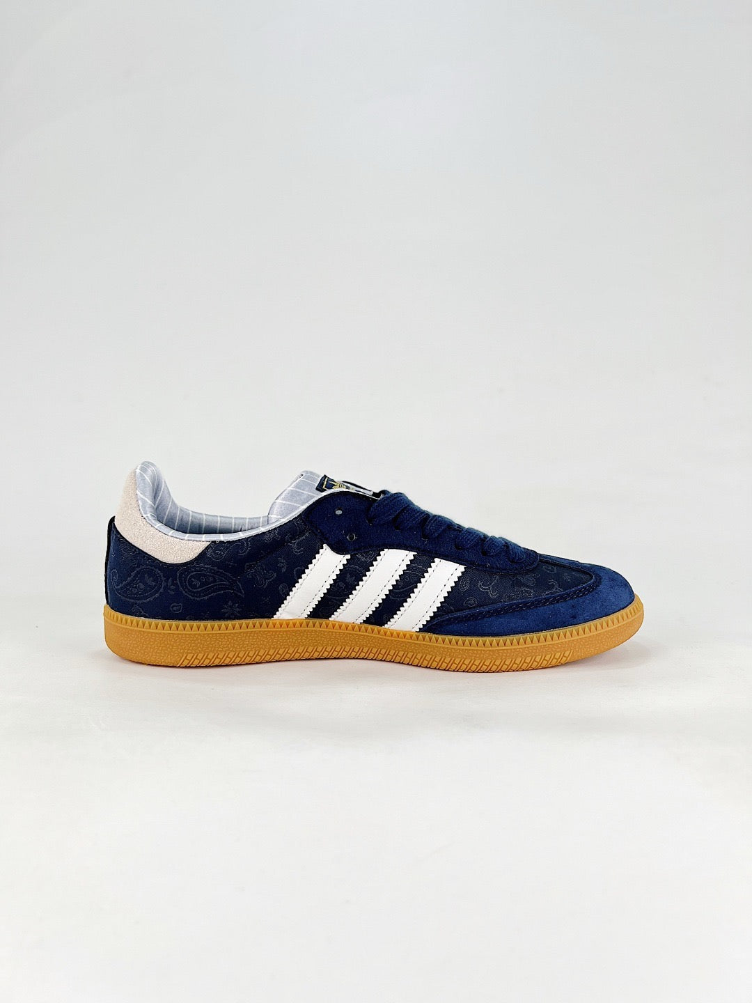 Adidas Samba Low Top Casual Sneakers Unisex Navy Paisley Print + Off White