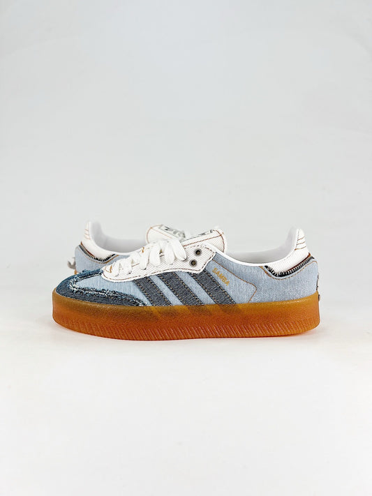 Adidas Samba Low Top Casual Sneakers Unisex Two-Tone Distressed Denim