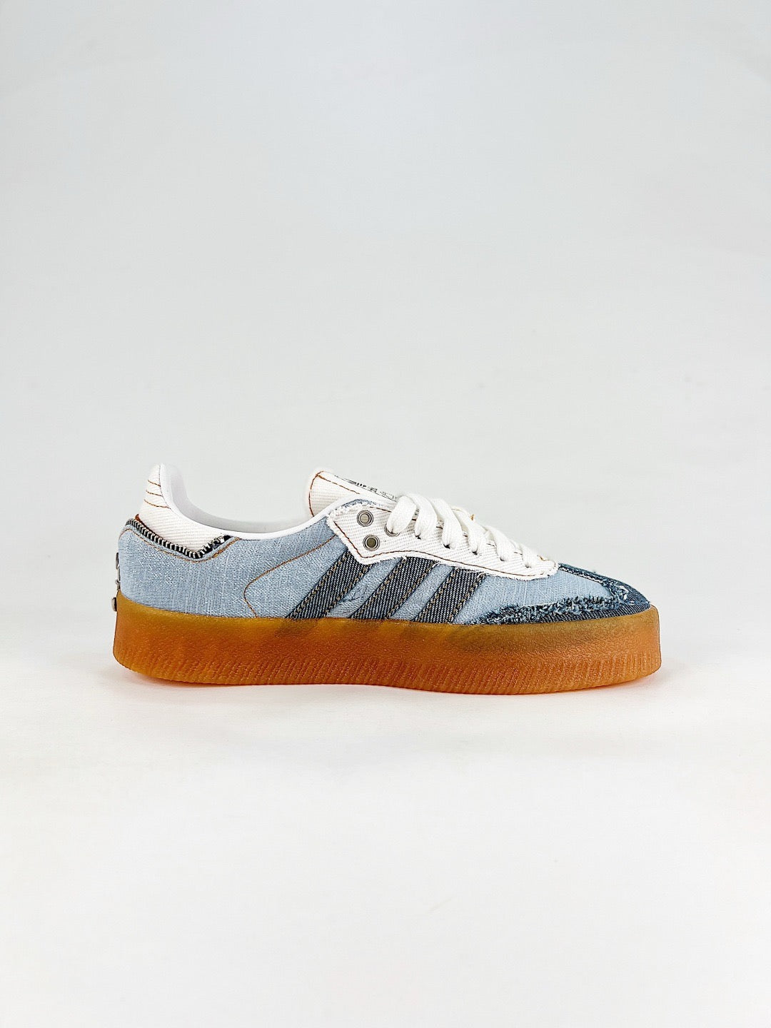 Adidas Samba Low Top Casual Sneakers Unisex Two-Tone Distressed Denim