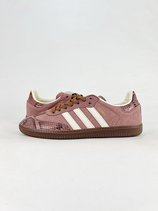Adidas Samba Low Top Casual Sneakers Unisex Dusty Rose Suede + Snake Print