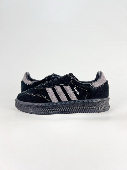 Adidas Samba Low Top Casual Sneakers Unisex Black Suede + Grey Stripes