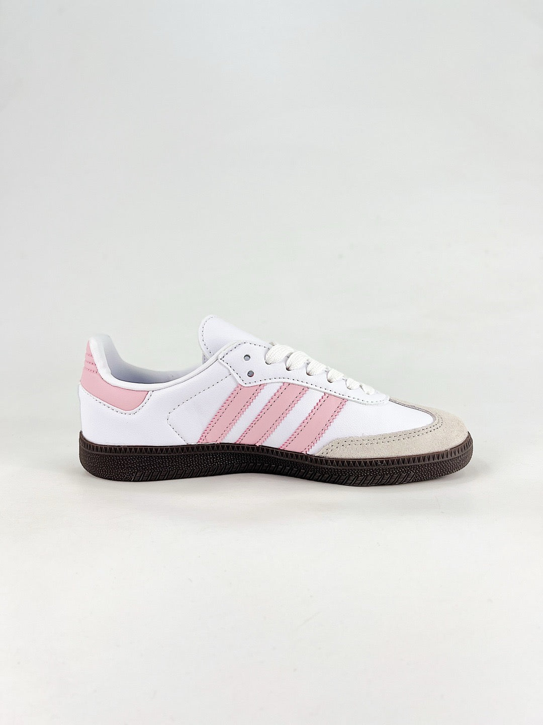 Adidas Samba Low Top Casual Sneakers Unisex White Leather + Light Pink Stripes