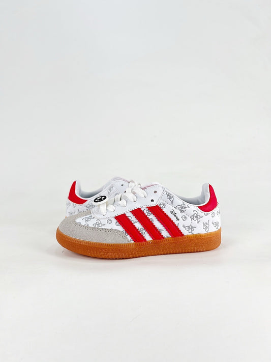 Adidas Samba Low Top Casual Sneakers Unisex White with Disney Print + Red Stripes