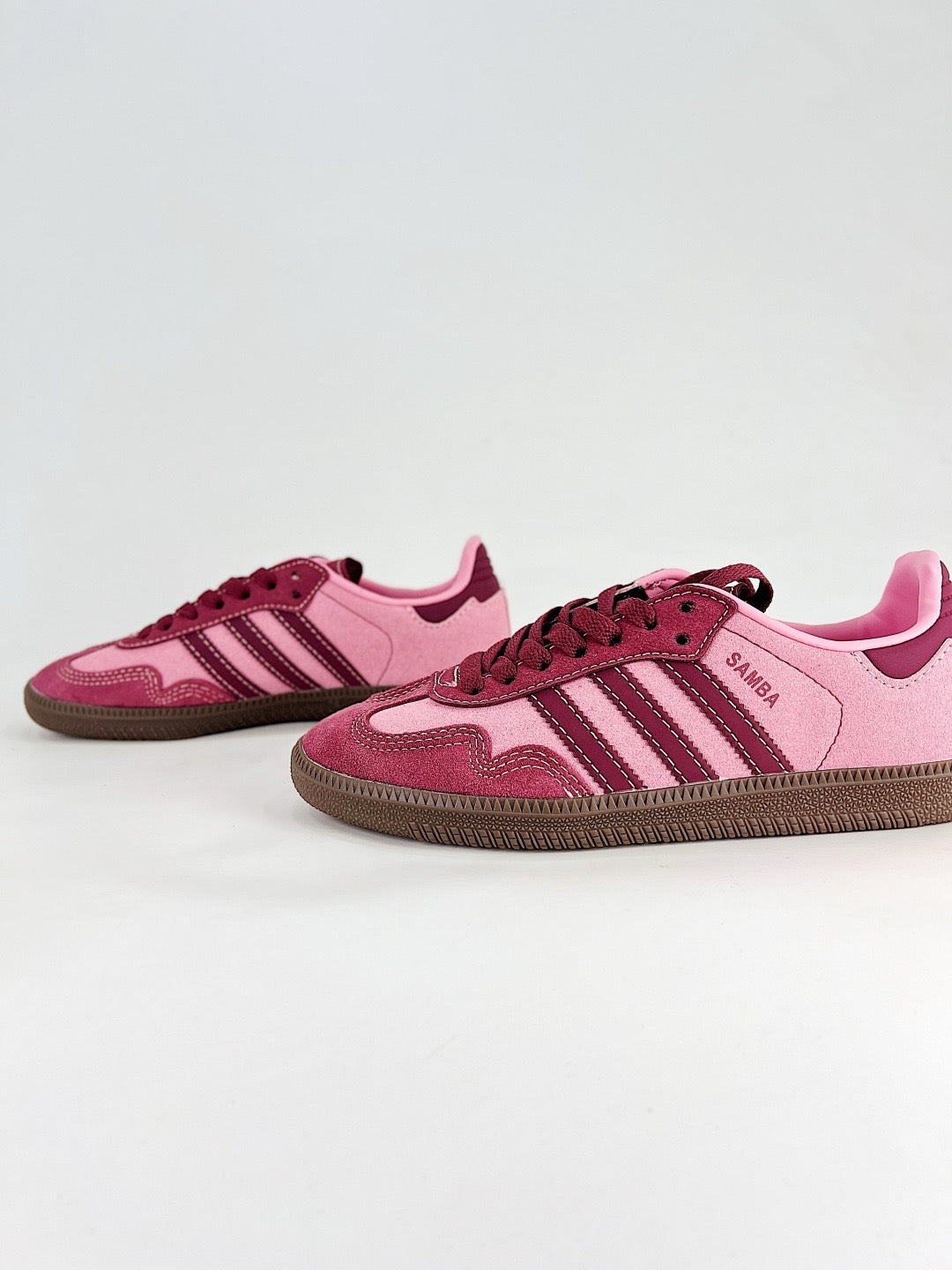 Adidas Samba Low Top Casual Sneakers Unisex Two-Tone Pink Suede