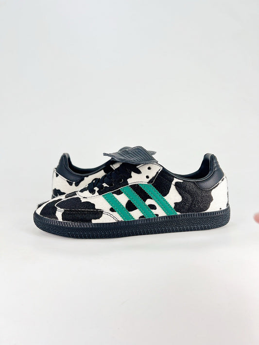 Adidas Samba Low Top Casual Sneakers Unisex Cow Print Pony Hair + Green Stripes