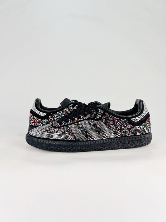 Adidas Samba Low Top Casual Sneakers Unisex Full Multicolor Rhinestone Bling + Black Sole