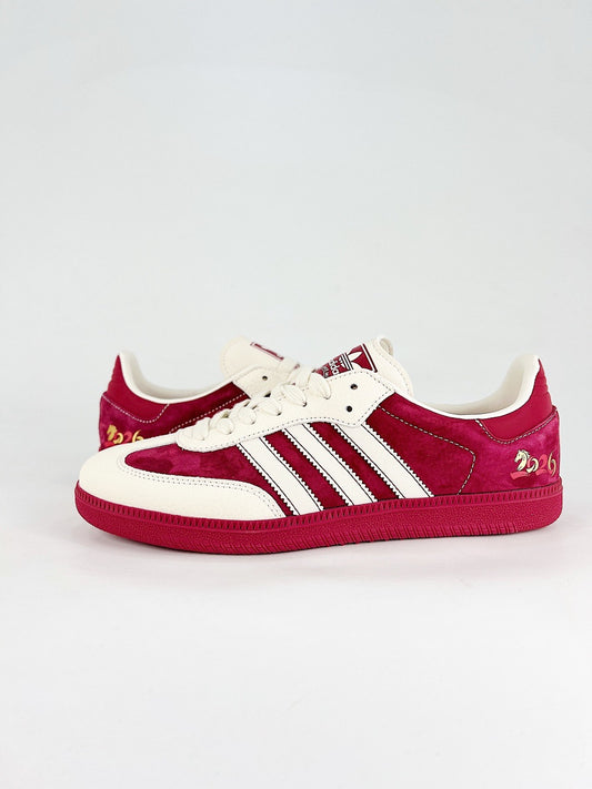Adidas Samba Low Top Casual Sneakers Unisex Burgundy Suede Off White Stripes, 2026 Year of the Horse