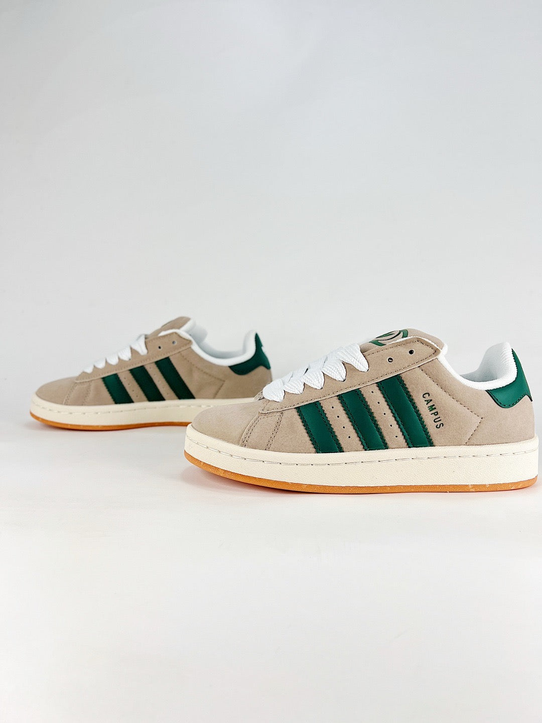 Adidas Campus Sneakers Light Beige Green Suede Shoes Unisex
