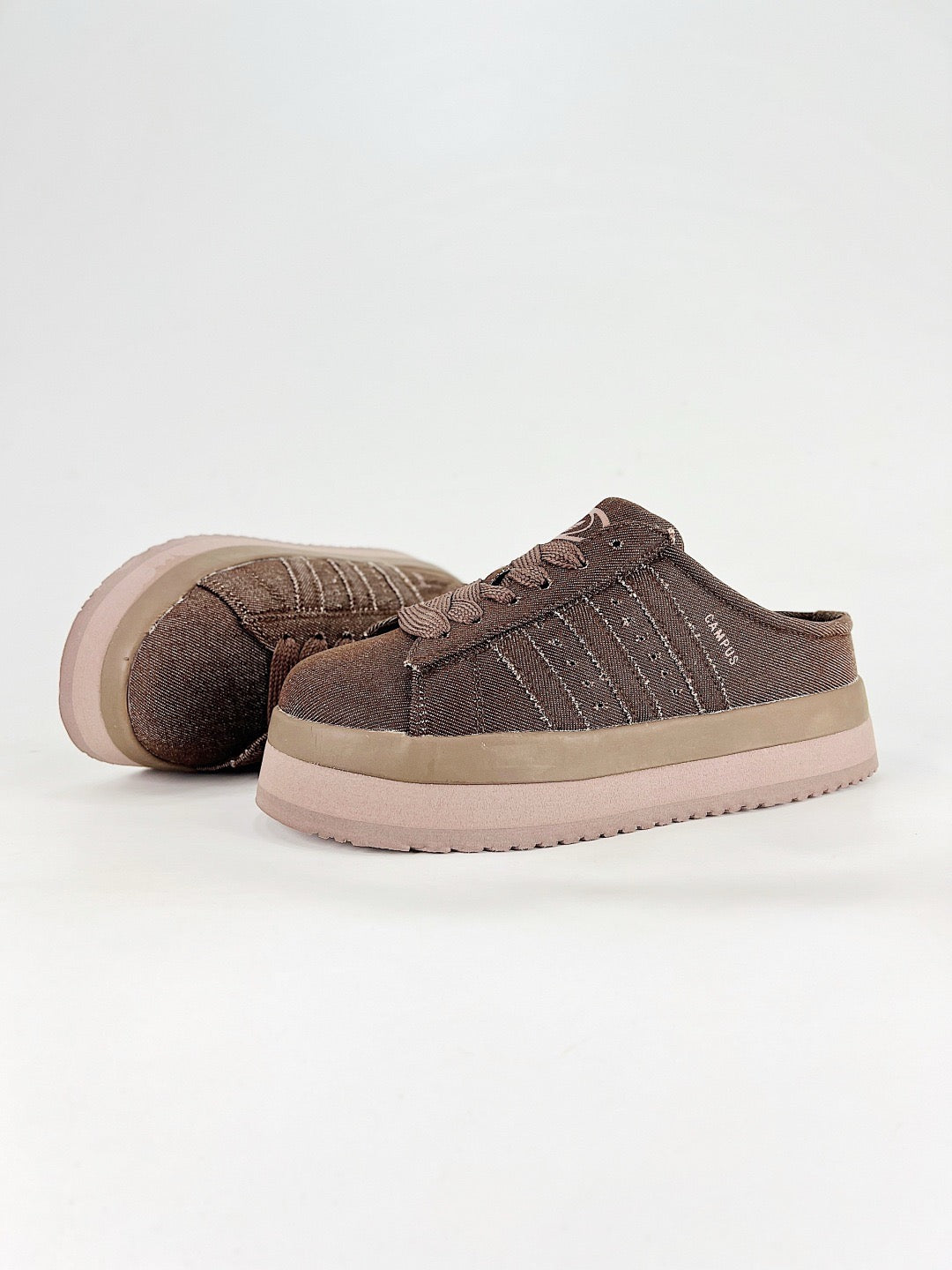 Adidas Campus Mule Sneakers Brown Denim Slip On Shoes Unisex