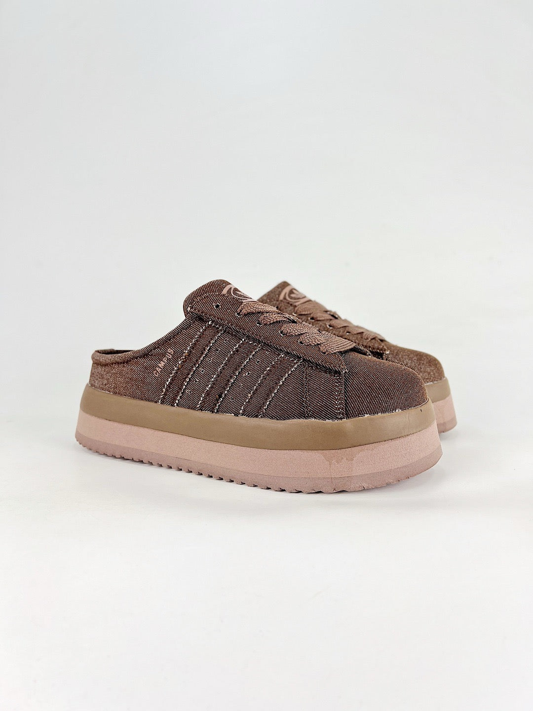Adidas Campus Mule Sneakers Brown Denim Slip On Shoes Unisex