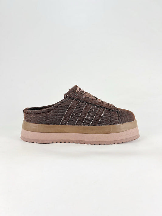Adidas Campus Mule Sneakers Brown Denim Slip On Shoes Unisex