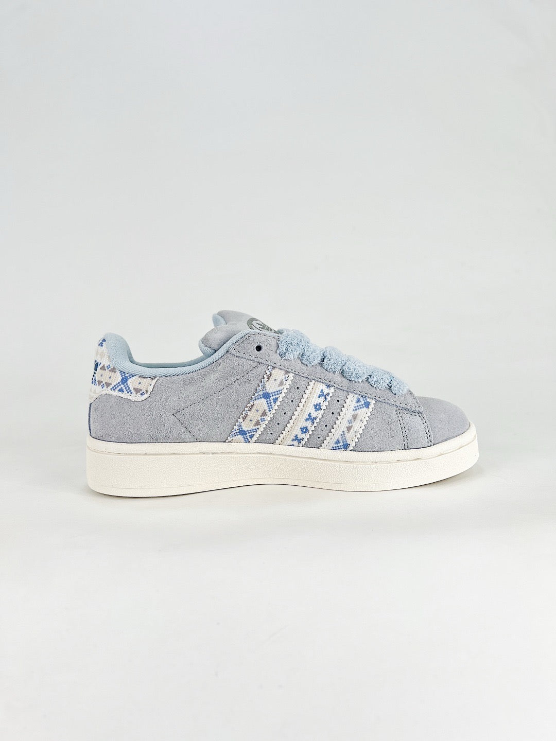 Adidas Campus Retro Plaid Stripe Casual Sneakers Unisex Light Blue Plaid