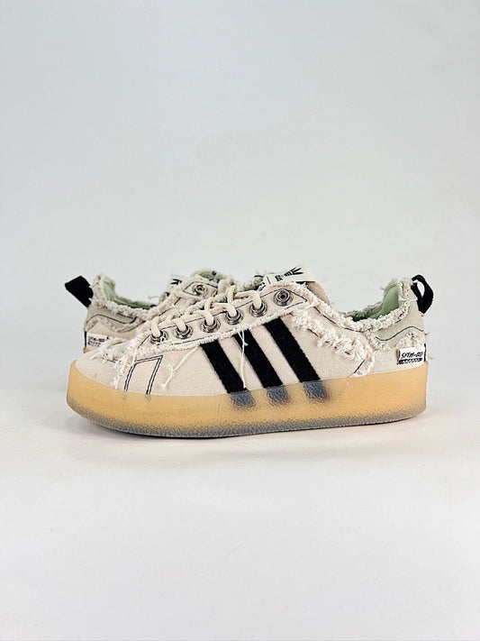 Adidas x SFTM Campus 80s Distressed Canvas Sneakers Unisex Cream Black Gum