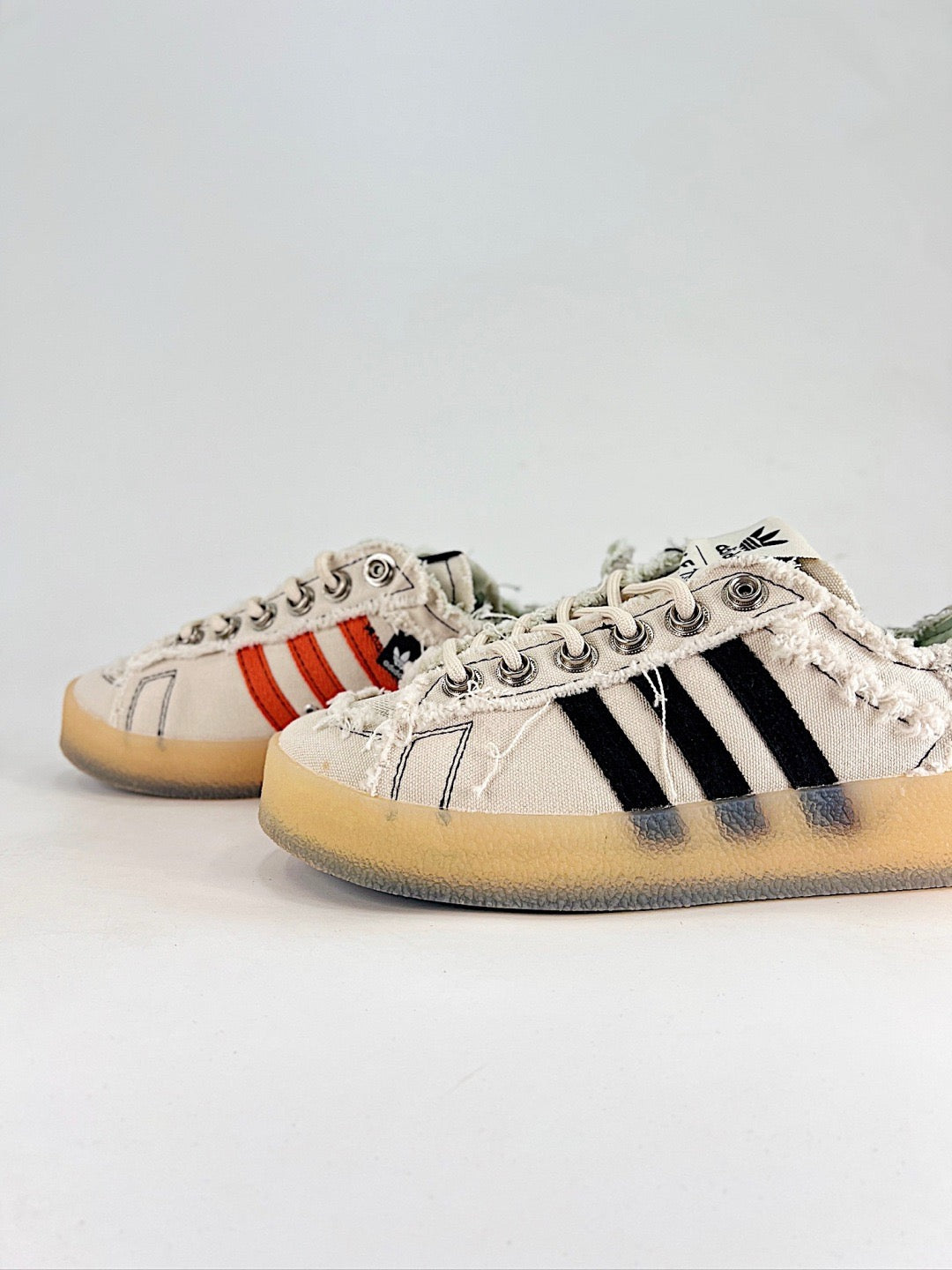 Adidas x SFTM Campus 80s Distressed Canvas Sneakers Unisex Cream Black Gum