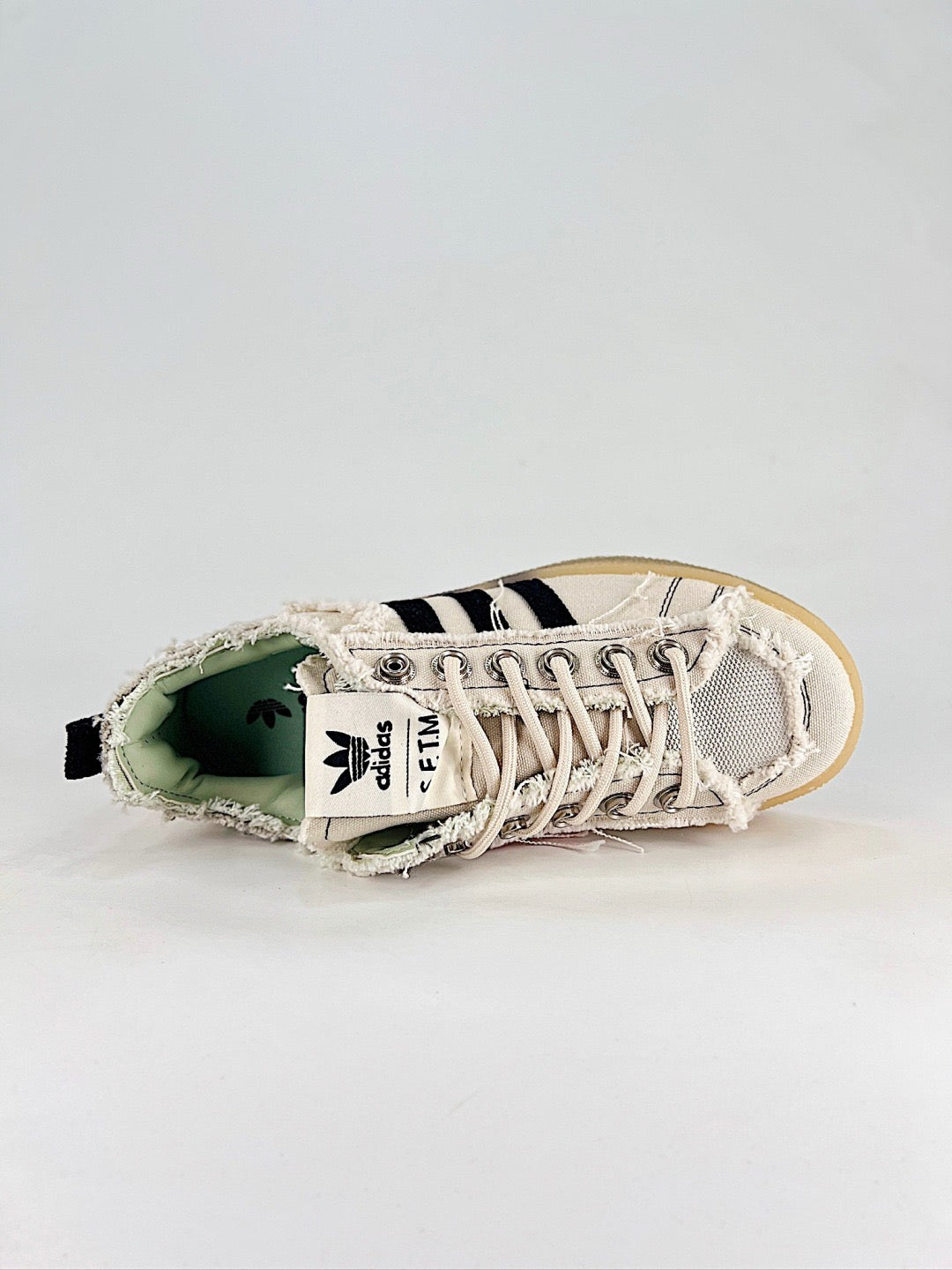 Adidas x SFTM Campus 80s Distressed Canvas Sneakers Unisex Cream Black Gum