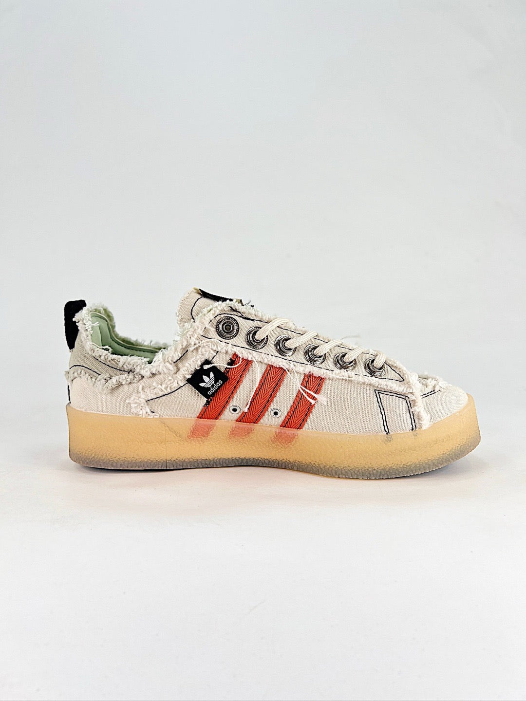 Adidas x SFTM Campus 80s Distressed Canvas Sneakers Unisex Cream Black Gum