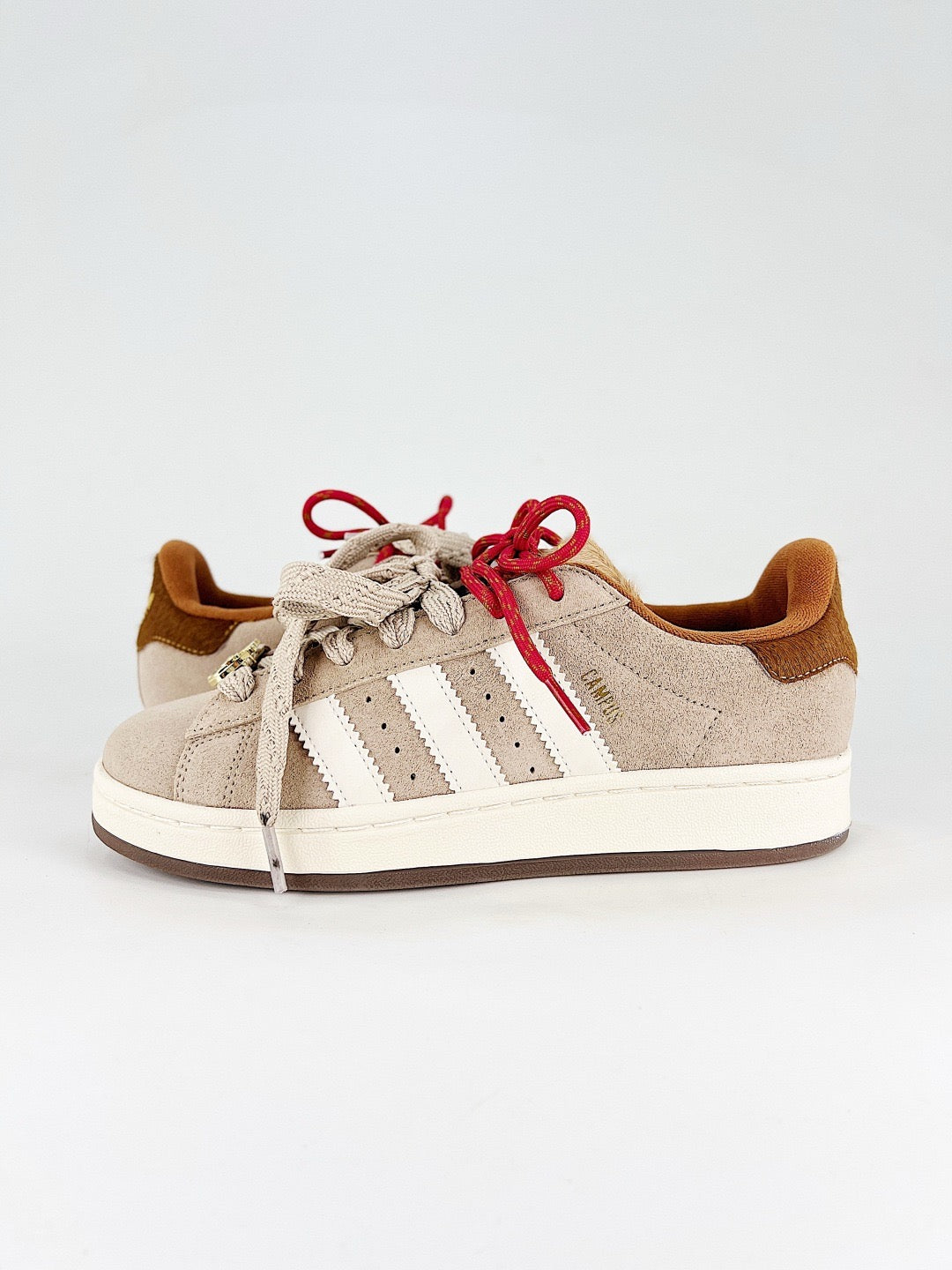Adidas Campus 00s Unisex Suede Sneakers Light Brown White Double Laces