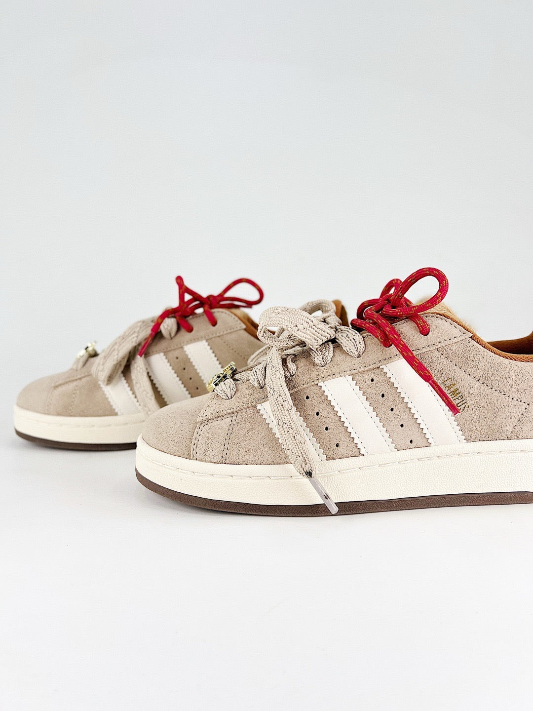 Adidas Campus 00s Unisex Suede Sneakers Light Brown White Double Laces
