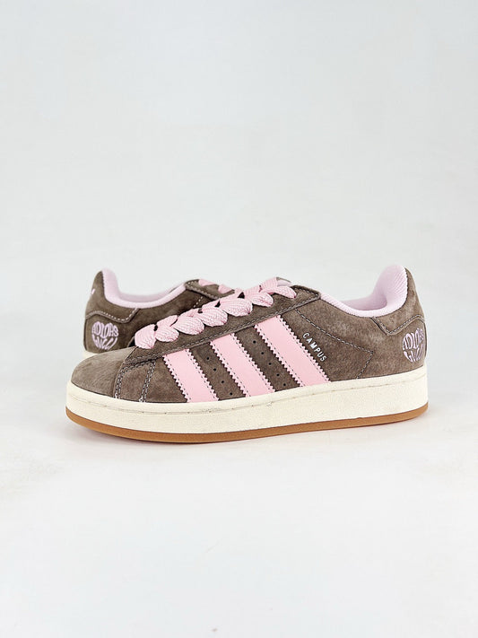 Adidas Campus 00s Retro Skate Shoes Dark Taupe Suede Pastel Pink 3-Stripes Unisex