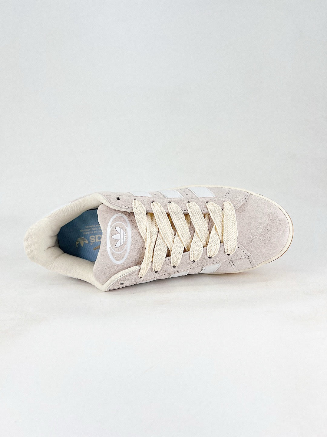 Adidas Campus 00s Unisex Suede Sneakers Light Grey White Stripes Gum Sole