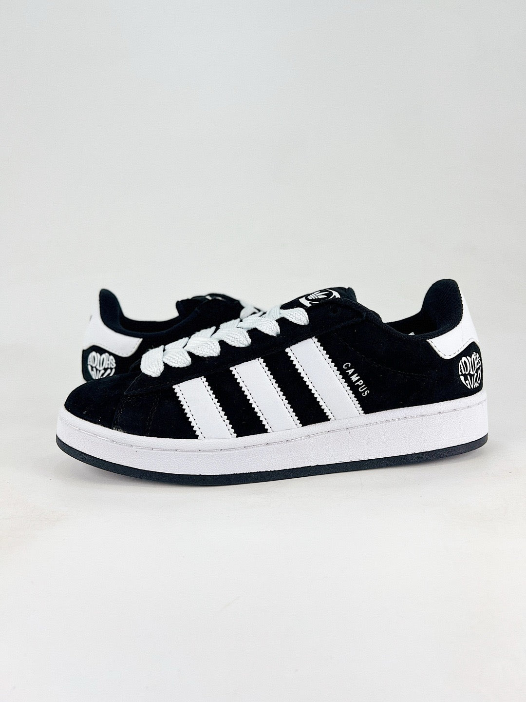 Adidas Campus 00s Unisex Suede Sneakers Black White Stripes White Midsole