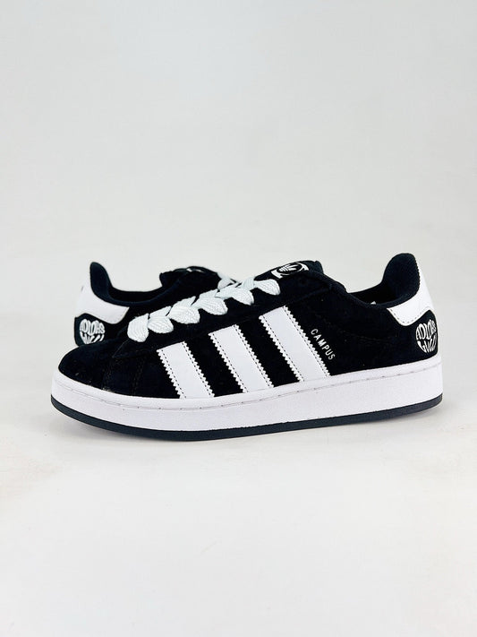 Adidas Campus 00s Unisex Suede Sneakers Black White Stripes White Midsole