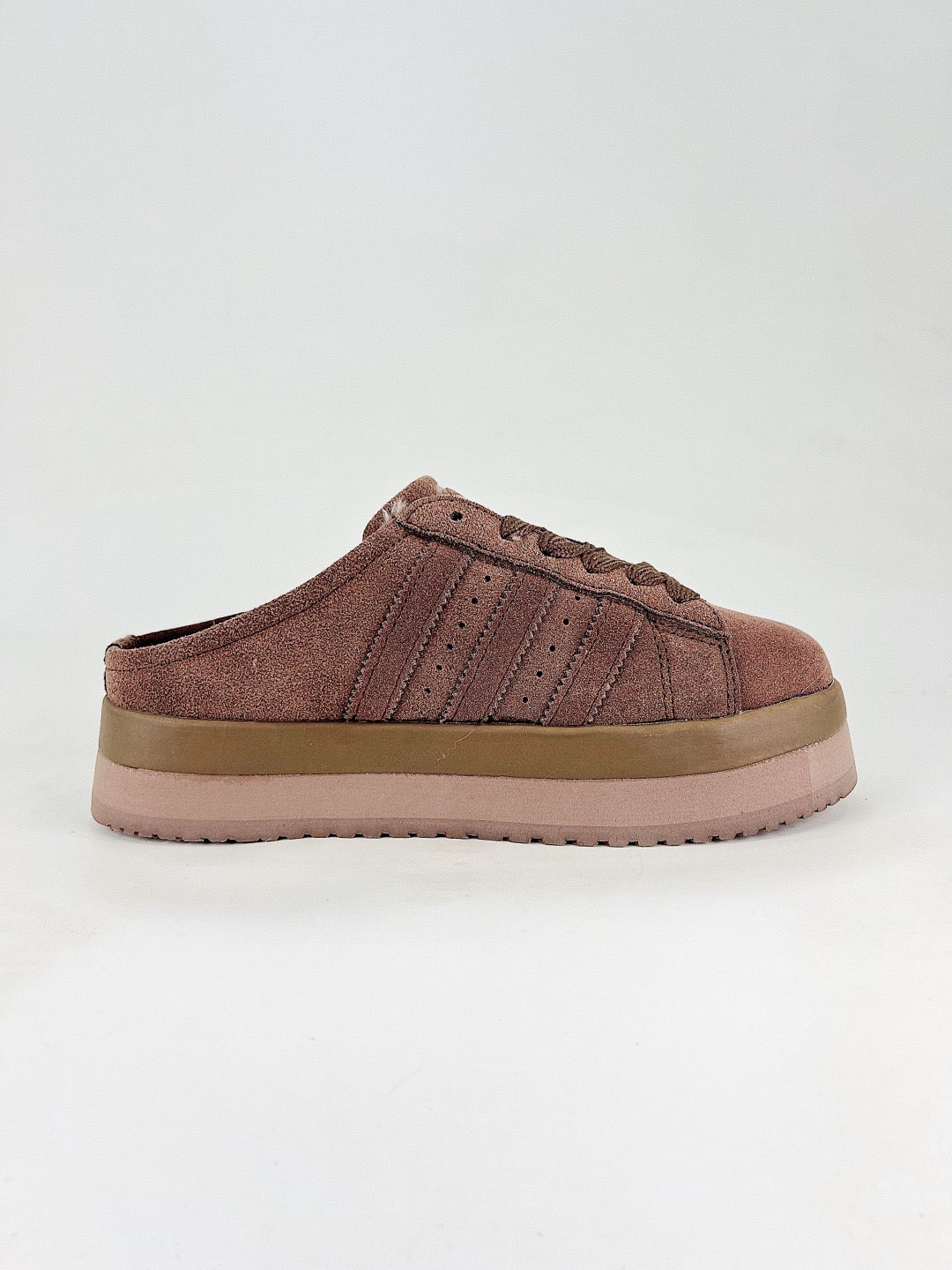 Adidas Campus Mule Platform Unisex Suede Slip On Mules Dusty Rose Brown Thick Sole