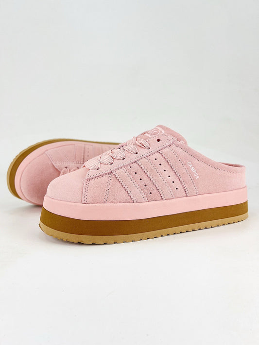 Adidas Campus Mule Platform Unisex Suede Slip On Mules Light Pink Thick Sole