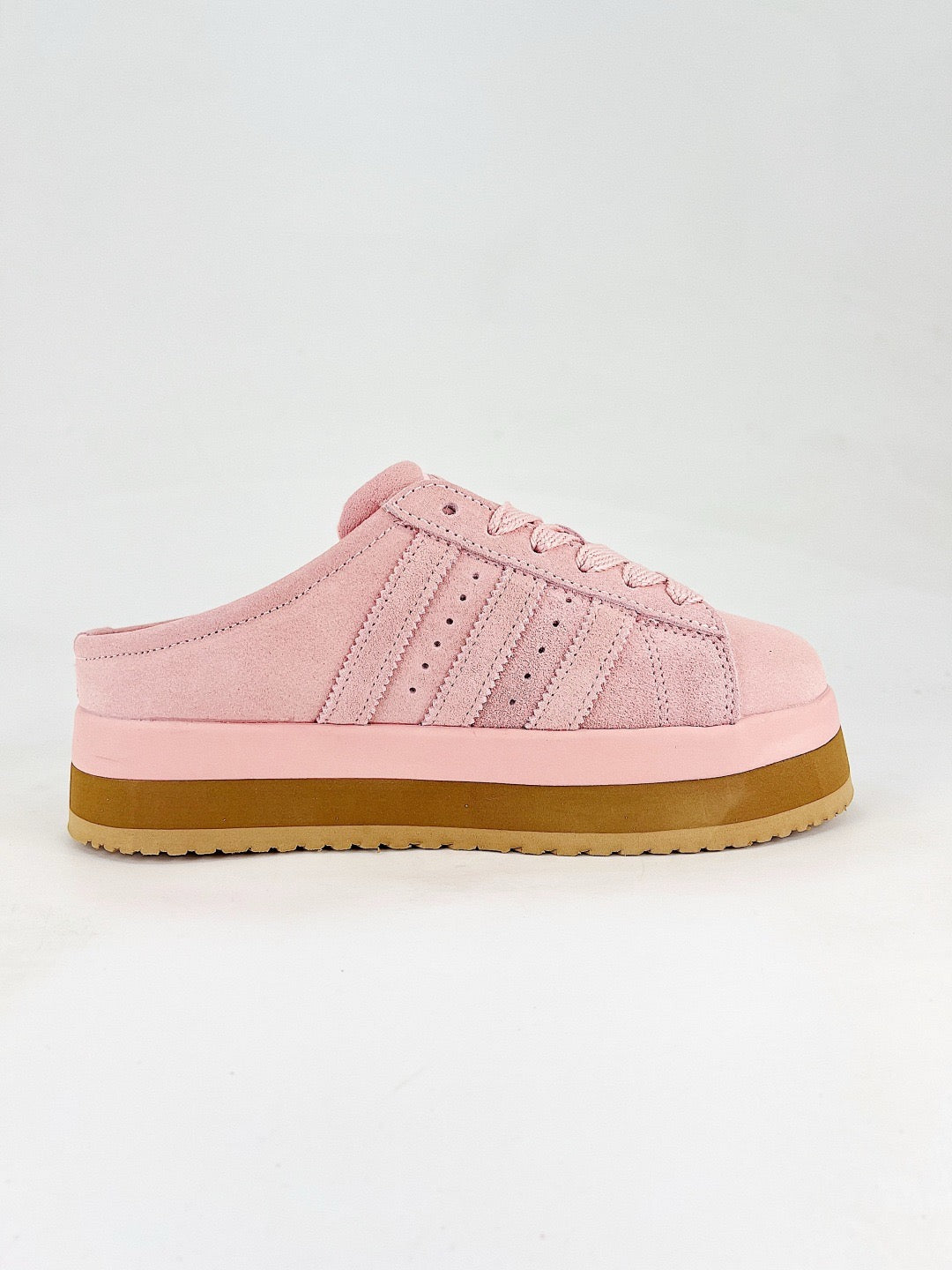 Adidas Campus Mule Platform Unisex Suede Slip On Mules Light Pink Thick Sole