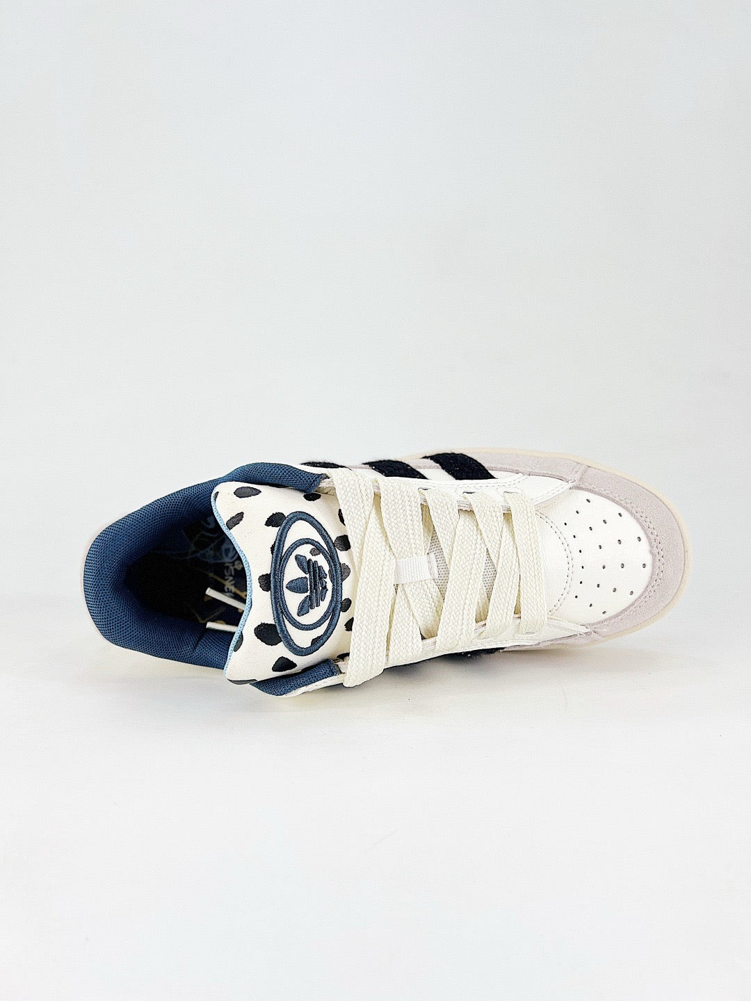 Adidas Campus 00s Unisex Sneakers Off White Black Stripes Cow Print Tongue Cream Midsole
