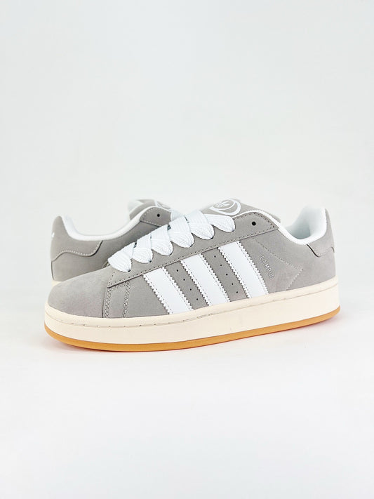 Adidas Campus 00s Unisex Sneakers Light Grey Suede White Stripes Gum Sole