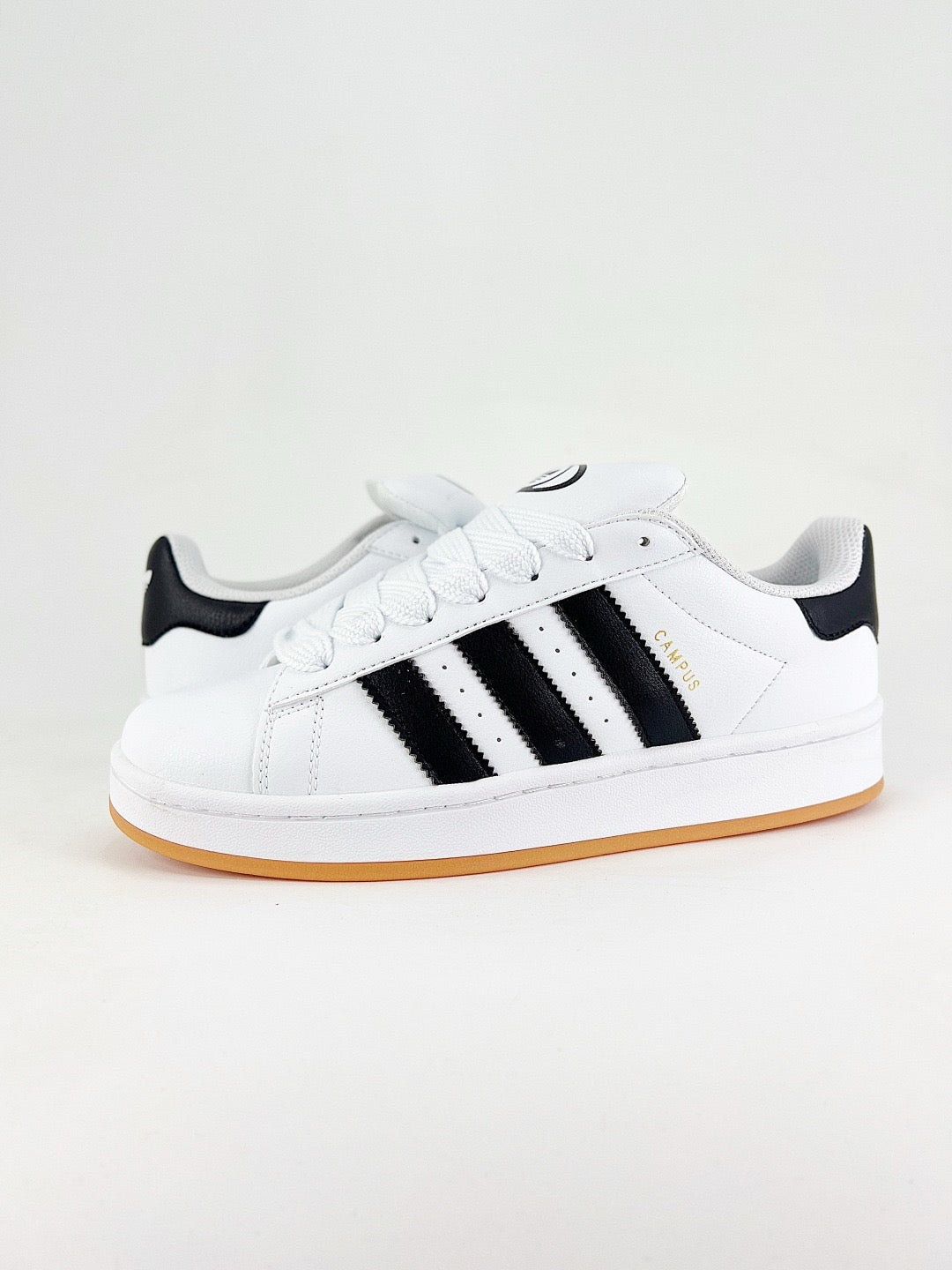 Adidas Campus 00s Unisex Sneakers White Leather Black Stripes Gum Sole