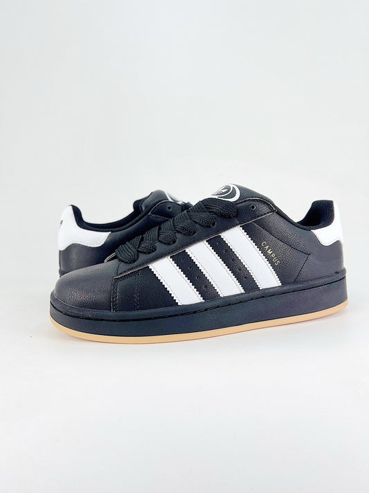 Adidas Campus 00s Unisex Sneakers Black Leather White Stripes Gum Sole