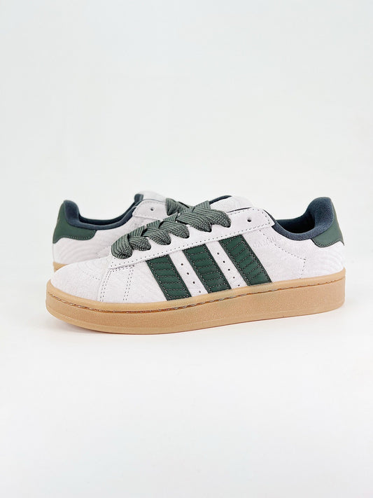Adidas Campus 00s Unisex Sneakers Off White Suede Dark Green Stripes Gum Sole