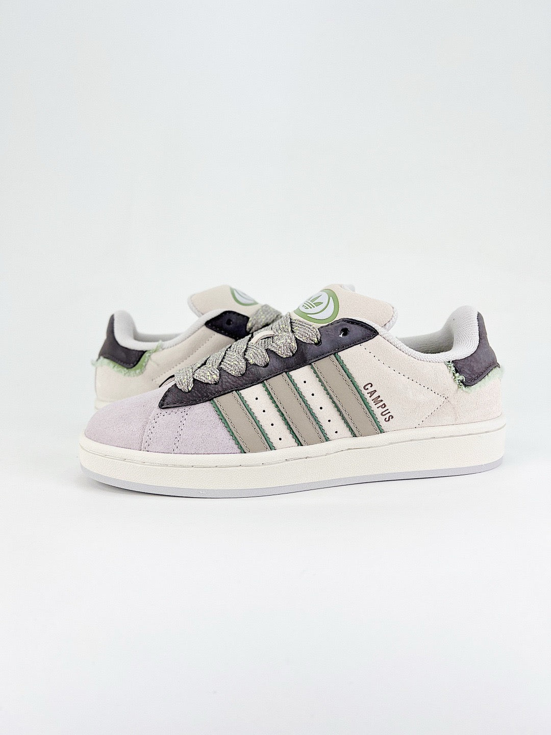 Adidas Campus 00s Unisex Sneakers Lavender Beige Suede Green Grey Stripes White Sole