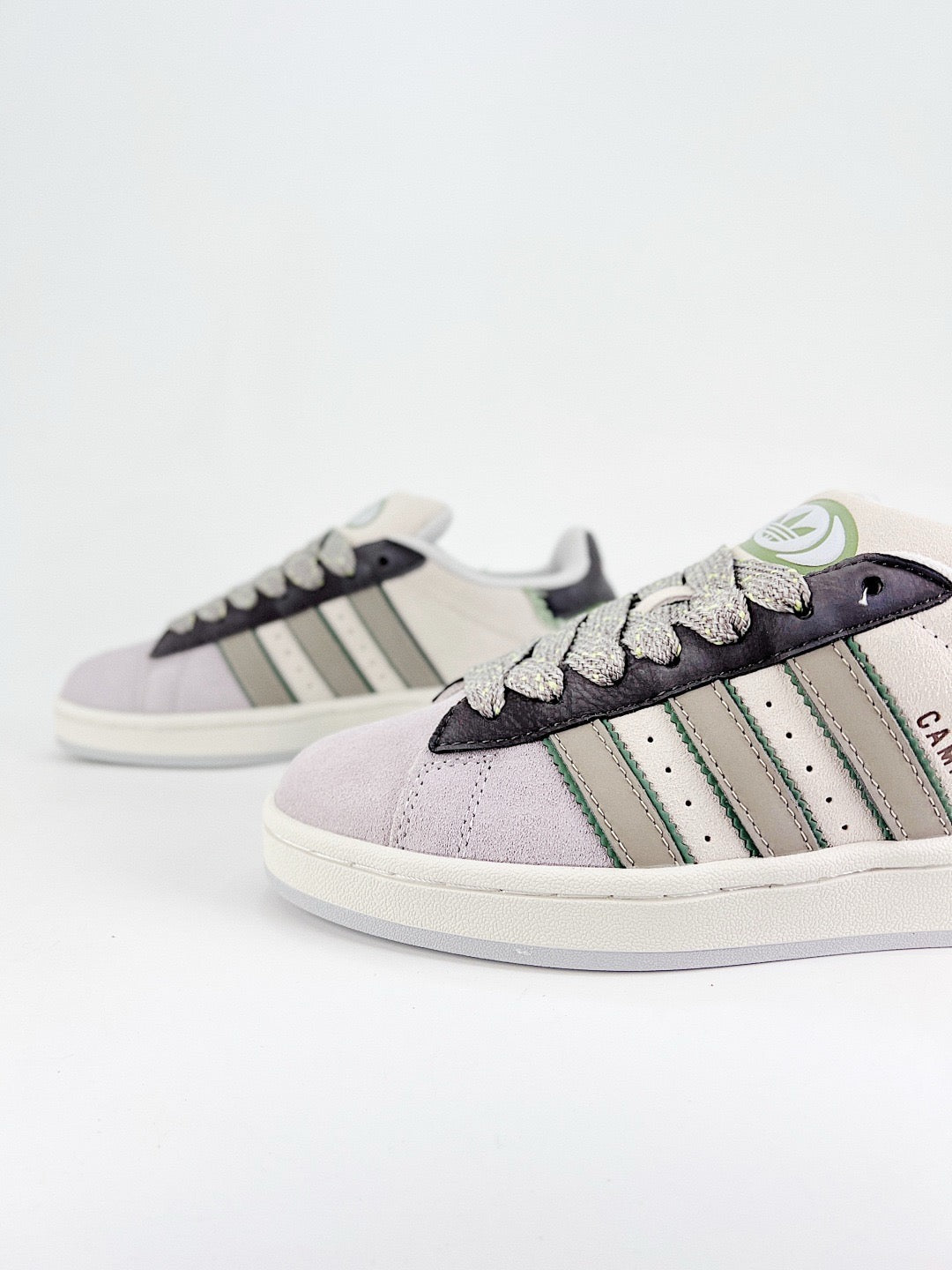 Adidas Campus 00s Unisex Sneakers Lavender Beige Suede Green Grey Stripes White Sole
