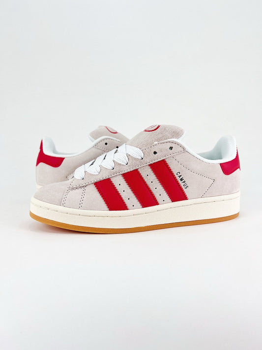 Adidas Campus 00s Sneaker Light Grey Red Stripes Gum Sole Unisex