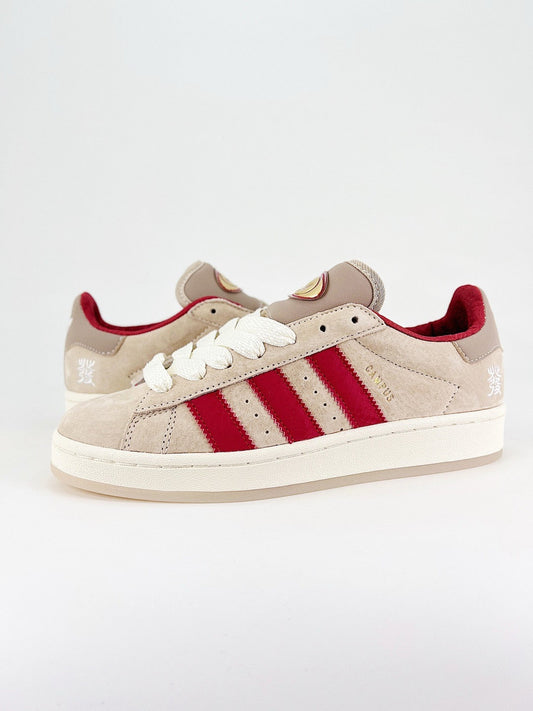 Adidas Campus 00s Sneaker Light Beige Burgundy Stripes Unisex