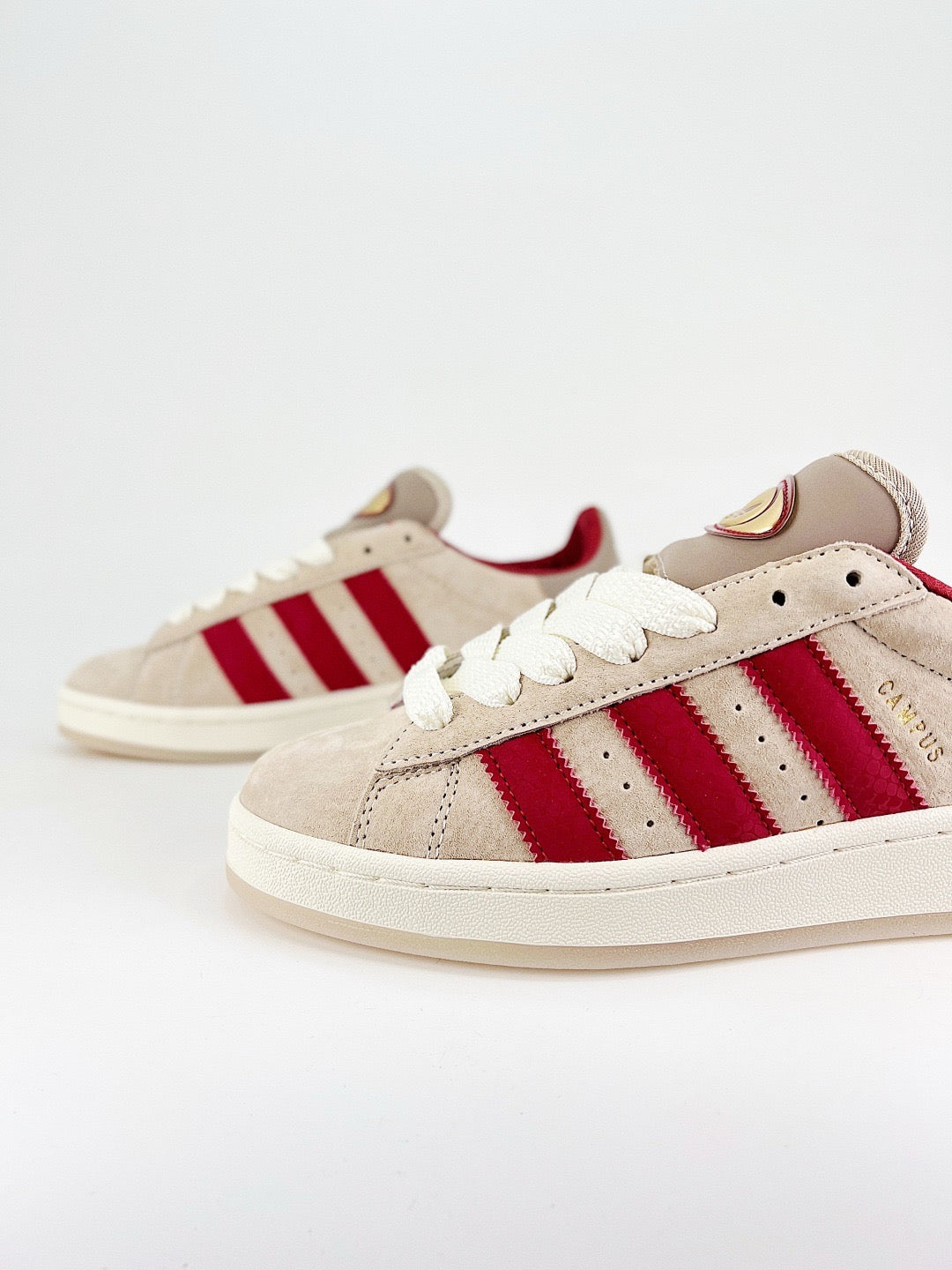 Adidas Campus 00s Sneaker Light Beige Burgundy Stripes Unisex