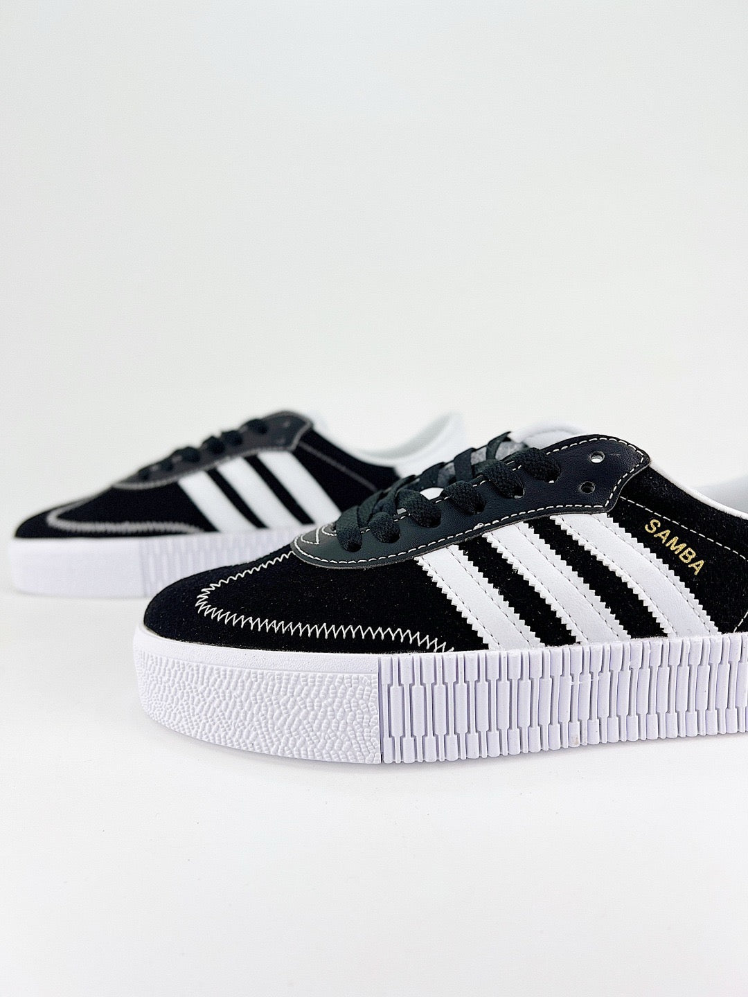 Adidas Sambarose Sneaker Black White Stripes Platform Sole Unisex