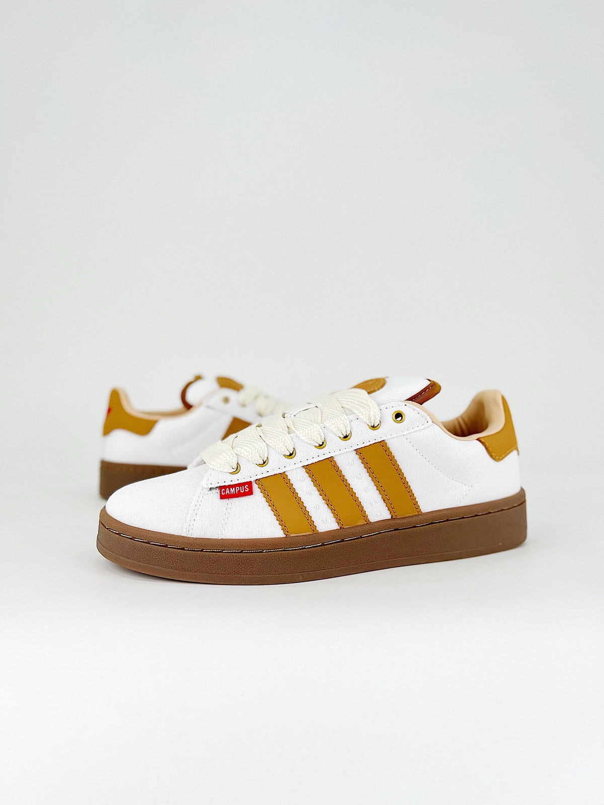 Adidas Campus 00s Sneaker White Canvas Brown Stripes Gum Sole Unisex
