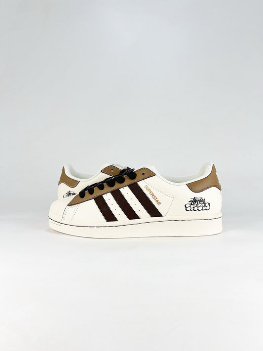 Adidas Superstar x Stussy Sneaker Cream White Brown Stripes Unisex