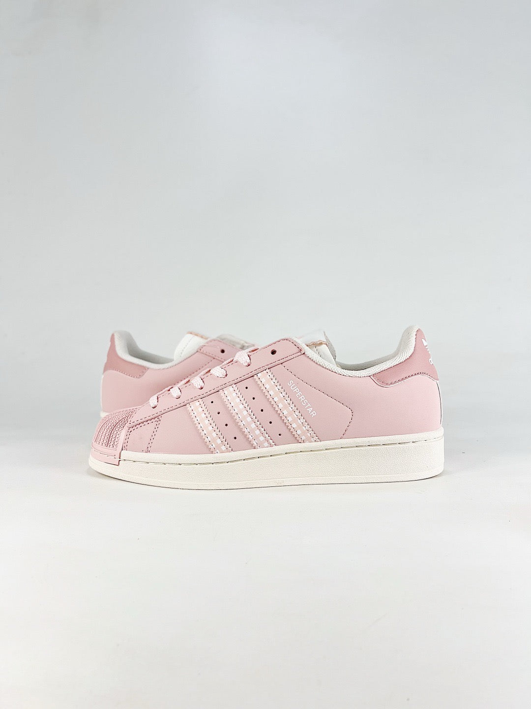 Adidas Superstar Sneaker Light Pink Plaid Stripes Shell Toe Unisex
